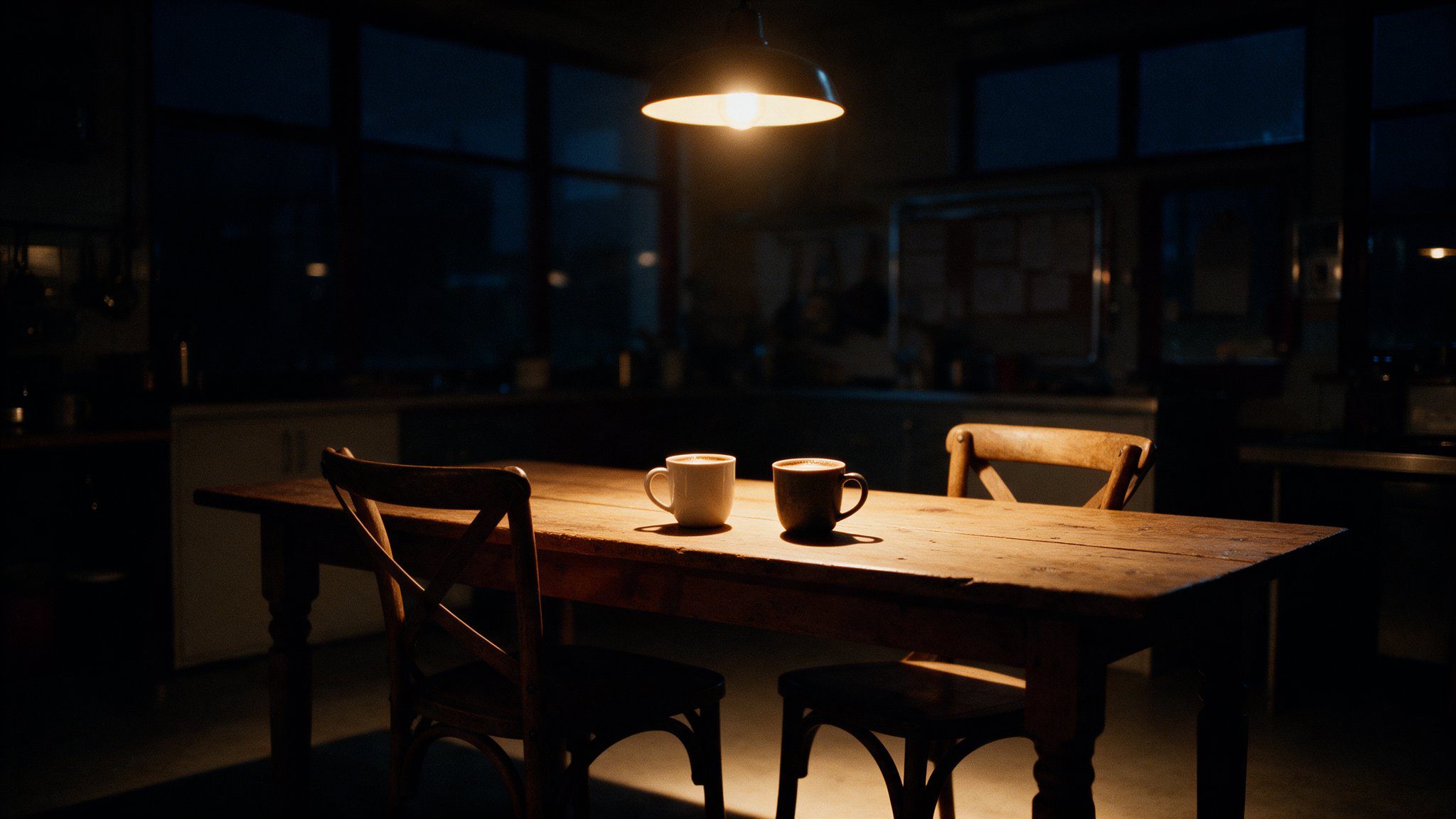 Peer support FAQ: two coffees on a fire station kitchen table late at night